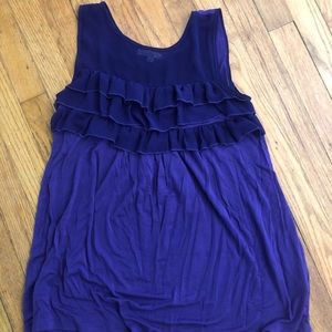Moa Moa Purple Tank Top With Ruffle Detail, L